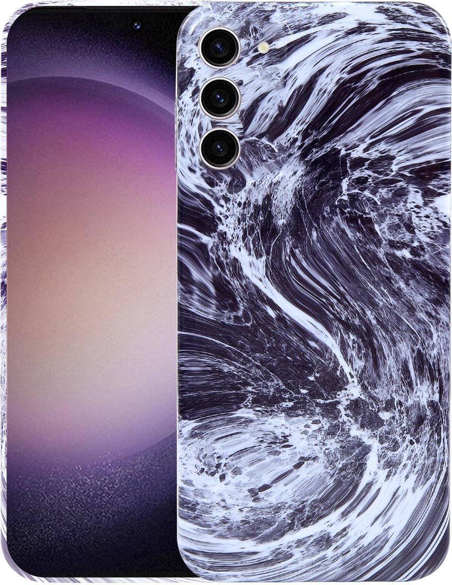 MarbleShield - De ultieme marmeren TPU beschermhoes voor uw Galaxy S23 5G Zwart / Wit