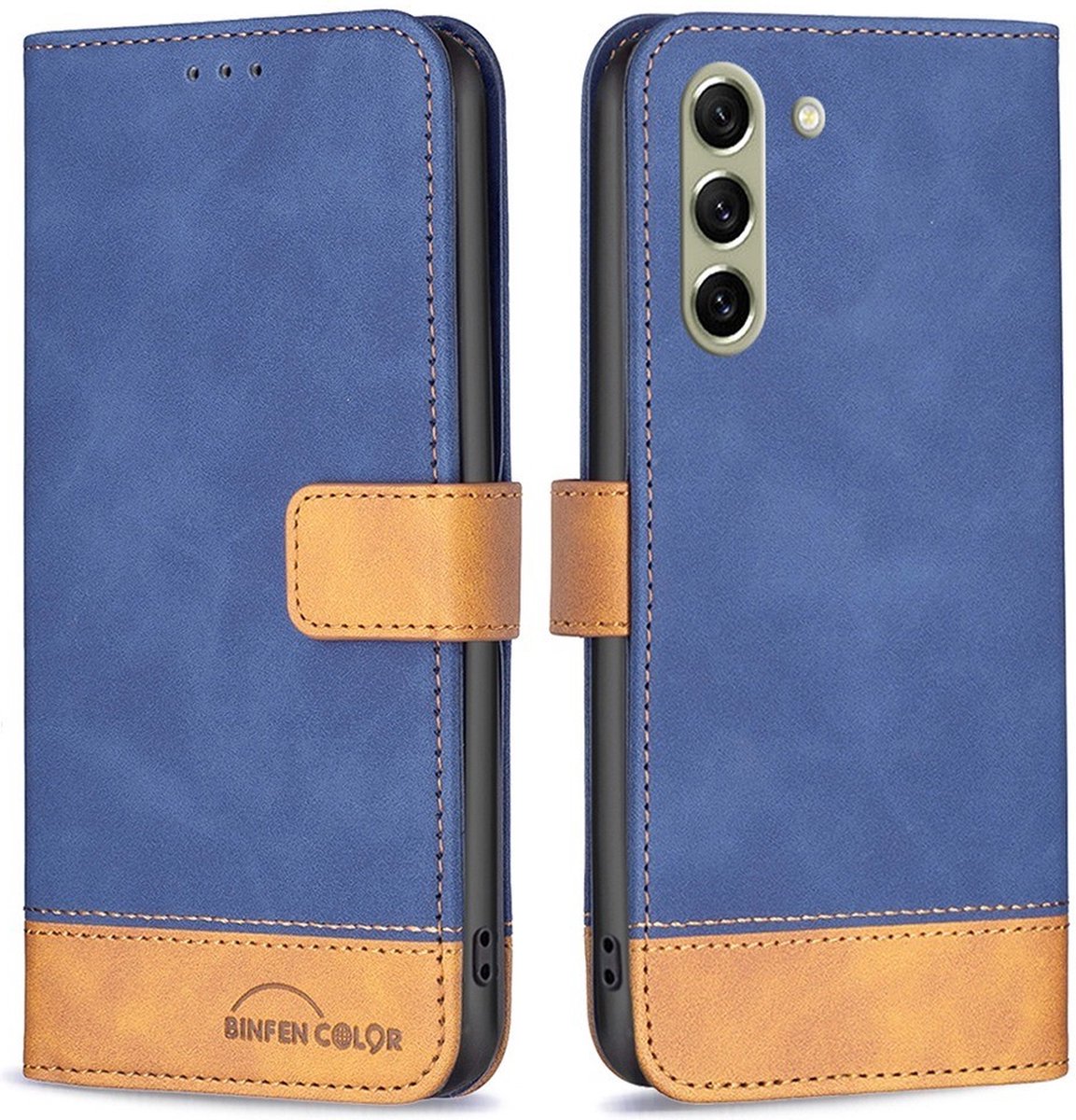 BINFEN Color Book Case - Geschikt voor Samsung Galaxy S21 FE Hoesje - Blauw