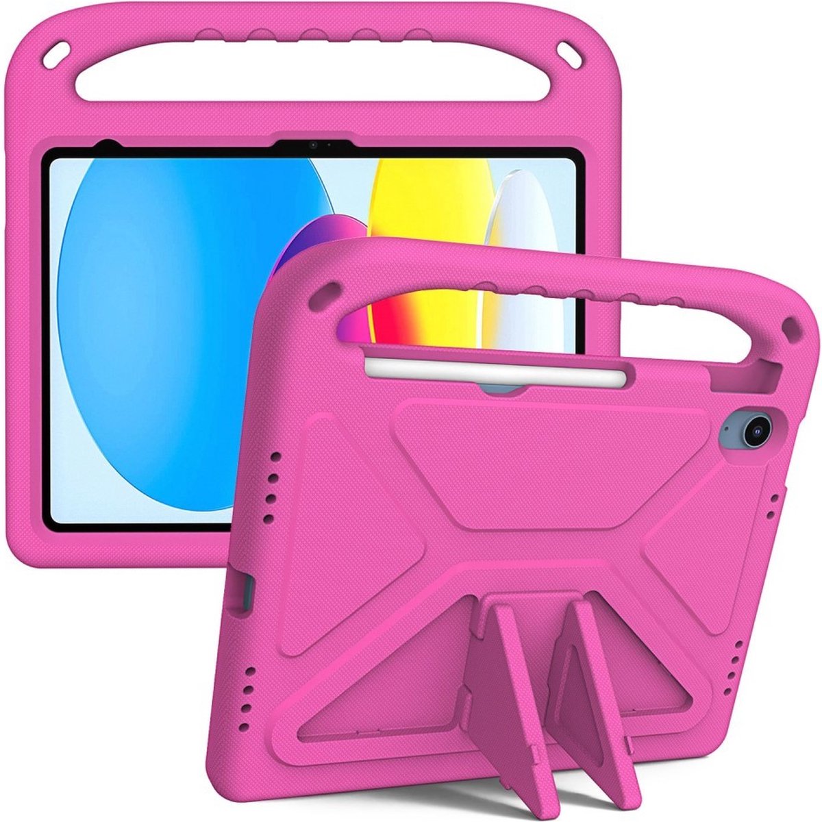 Tablethoes geschikt voor iPad (2025) / iPad 10.9 (2022) Hoesje - ShockProof Kids Case - Roze