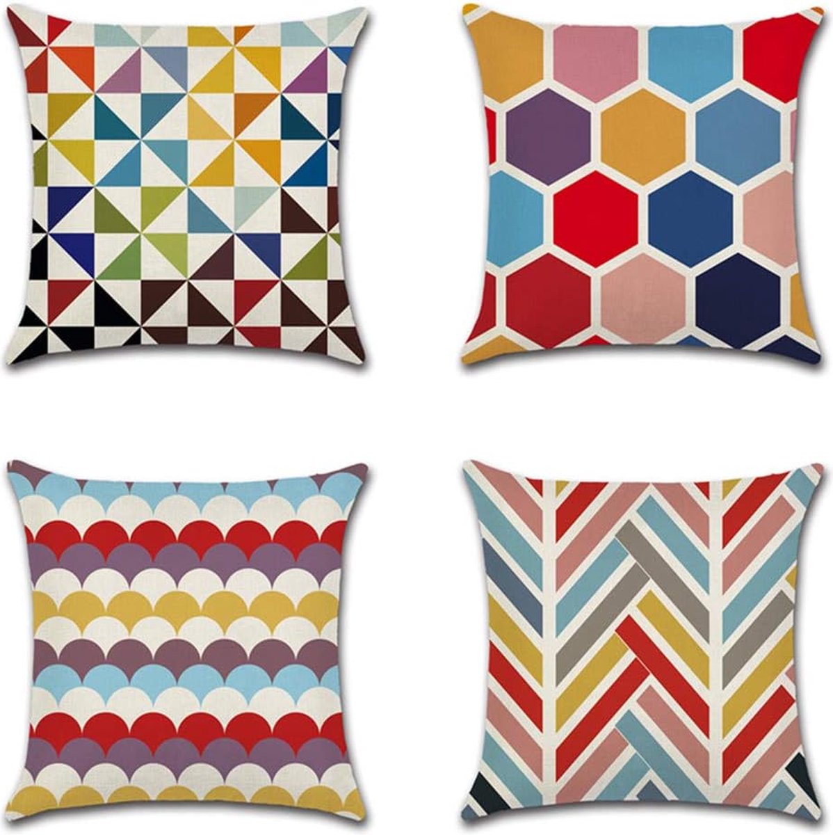 Bonhause Set van 4 kussenslopen, 45 x 45 cm, tropische bladeren, groene plant, polyester, linnen, decoratief, kussensloop voor bank, bedden, stoelen, auto, woonkamer, huis, decoratie