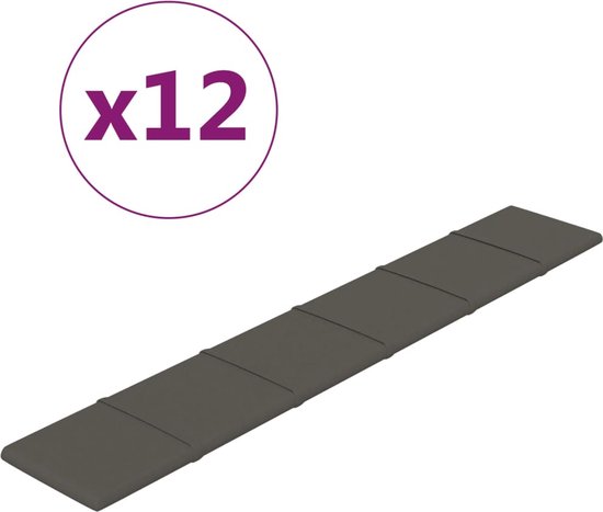 vidaXL - Wandpanelen - 12 - st - 1,62 - m² - 90x15 - cm - fluweel - donkergrijs