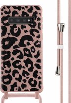 iMoshion Hoesje Geschikt voor Samsung Galaxy S10 Hoesje Met Koord - iMoshion Siliconen design hoesje met koord - Roze / Animal Pink