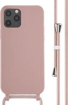 iMoshion Hoesje Geschikt voor iPhone 12 / 12 Pro Hoesje Met Koord - iMoshion Siliconen hoesje met koord - roze