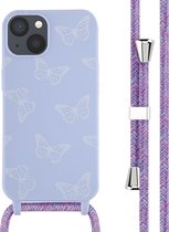 iMoshion Hoesje Geschikt voor iPhone 13 Hoesje Met Koord - iMoshion Siliconen design hoesje met koord - Meerkleurig / Butterfly