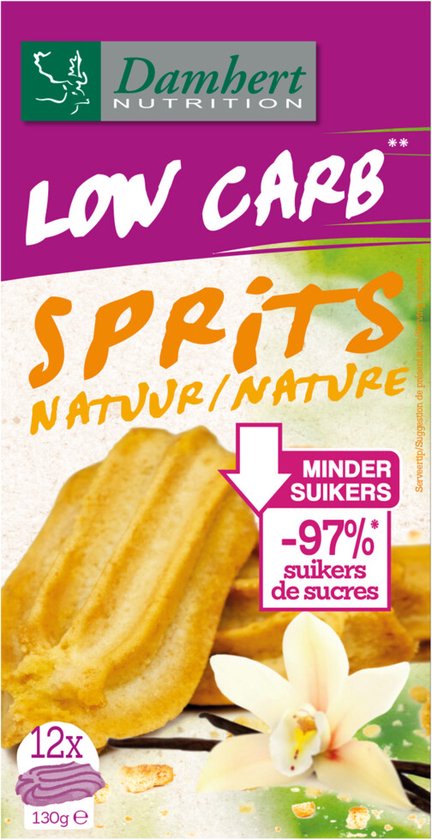 Sprits koekjes, natuur, low carb, minder suikers, met vanillebloem en vanillestokjes.