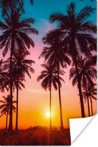 Poster Palmier - Coucher de soleil - Horizon - Plage - Oranje - Rose - 20x30 cm - Décorations de Noël - Décoration de Noël pour intérieur - Noël