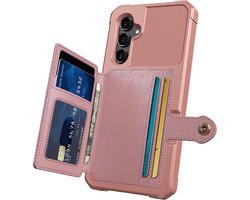 Casemania Hoesje Geschikt voor Samsung Galaxy A14 - Rosegoud - Luxe Back Cover met Pasjeshouder - RFID Bescherming - Wallet Case