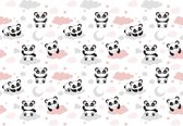 Fotobehang - Vlies Behang - Pandaberen en Roze Wolken - Panda's - Kinderbehang - 416 x 290 cm