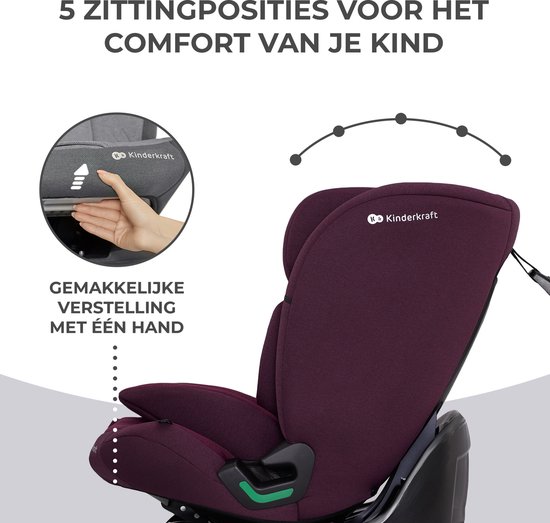Kinderkraft ONETO3 I-SIZE Autostoel - 76-150 cm - Met Isofix - Groep 1/2/3 - Rood van Merkloos — afbeelding 5