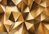 Fotobehang - Vlies Behang - Gouden 3D Muur - 254 x 184 cm