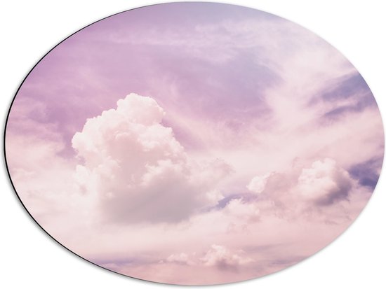 Dibond Ovaal - Wolkenvelden in Pastelkleurige Lucht - 68x51 cm Foto op Ovaal (Met Ophangsysteem)