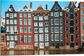 Dibond - Traditionele Grachtenpanden van Amsterdam in Verschillende Kleuren - 90x60 cm Foto op Aluminium (Met Ophangsysteem)