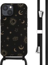 iMoshion Hoesje Geschikt voor iPhone 13 Hoesje Met Koord - iMoshion Siliconen design hoesje met koord - Zwart / Sky Black