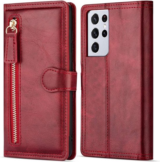 Samsung Galaxy A23 5G Book case avec fermeture éclair - Rabat - Magnétique - Porte-cartes 5 - Rouge