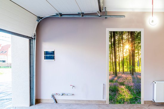 Poster de porte - Fleurs - Forêt - Printemps - Vert - Sticker de porte - Porte Papier peint photo - Décoration de porte - Autocollant autocollant - Chambre - 80x205 cm - Salon - Toilettes - Salle de bain