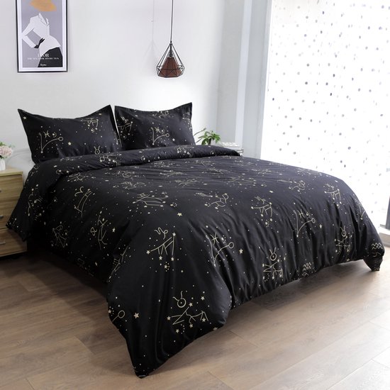 Tokokimo Dekbedovertrek voor Bed 135/150, Dekbedovertrek 240x220, Bohemian Patroon Microvezel Dekbedovertrek 3 Delen Bestaat uit 1 Dekbedovertrek 240x220 2 Kussenslopen 50x75, Zwart