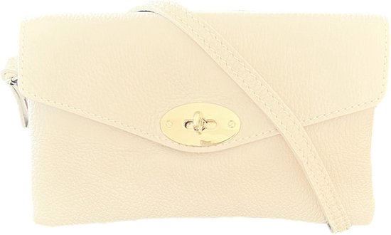 Beige Schoudertas Miranda - Leer - Leder - Twee Vakken - Leder Leer - Schoudertassen - Beige