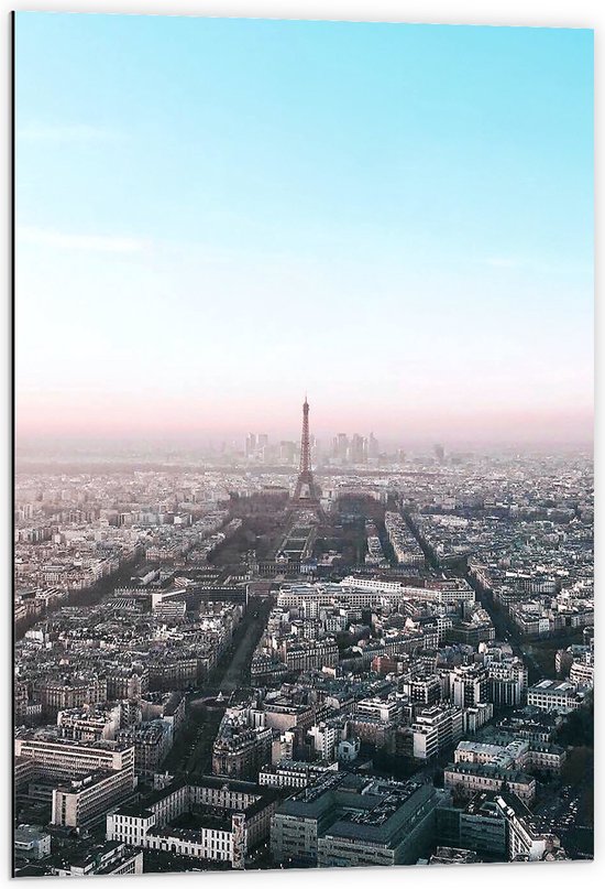 Dibond - Parijs - Eiffeltoren - Stad - Gebouwen - Kleuren - 60x90 cm Foto op Aluminium (Met Ophangsysteem)