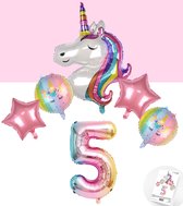 * Snoes * Unicorn * Eenhoorn Rainbow XL * Vijfde verjaardag * Hoera 5 Jaar * Birthday * Ballon Cijfer 5