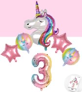 * Snoes * Unicorn * Eenhoorn Rainbow XL * Derde verjaardag * Hoera 3 Jaar * Birthday * Ballon Cijfer 3