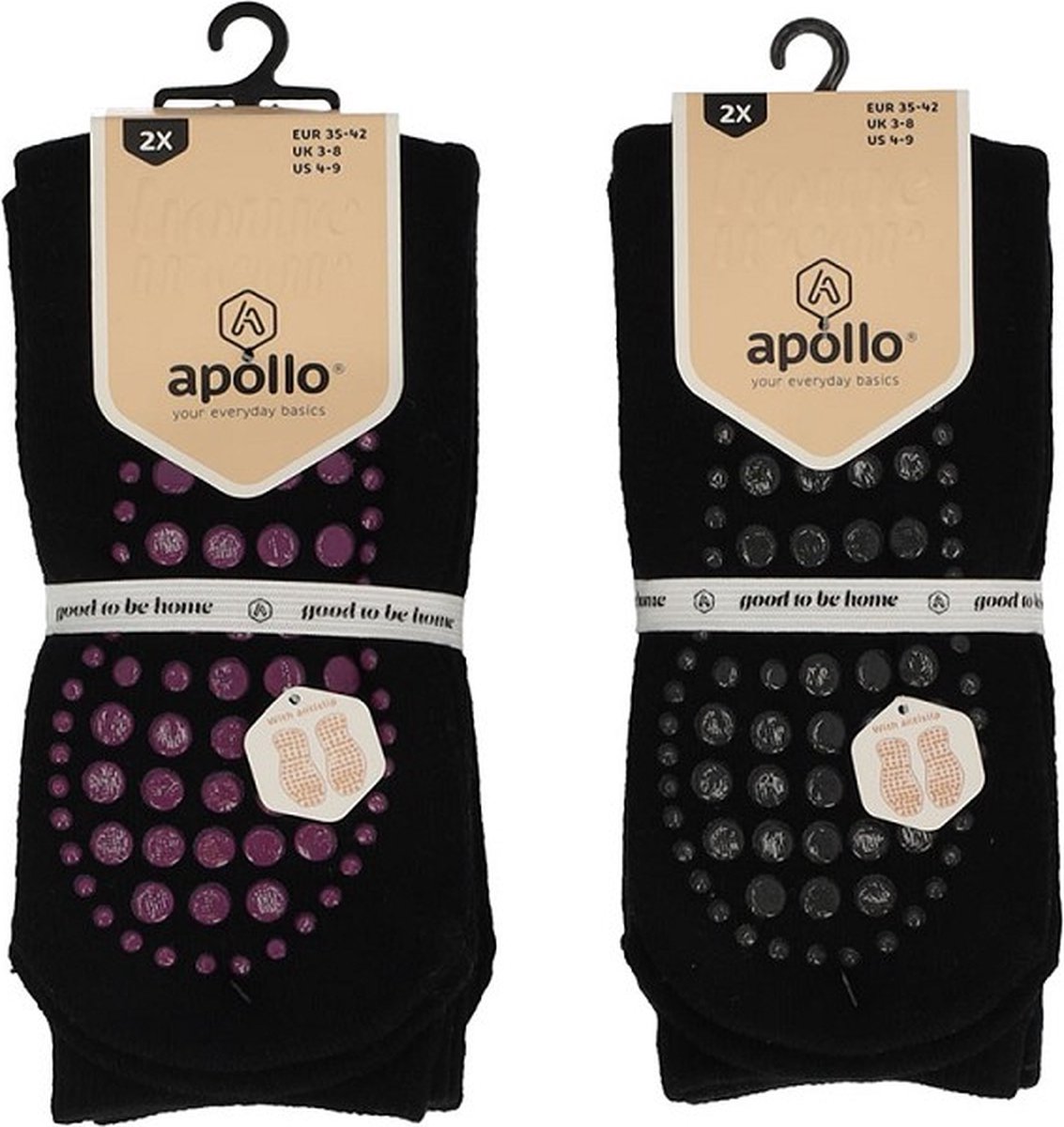 Apollo Chaussettes d'intérieur Filles Enfant 4-Pack Antidérapant