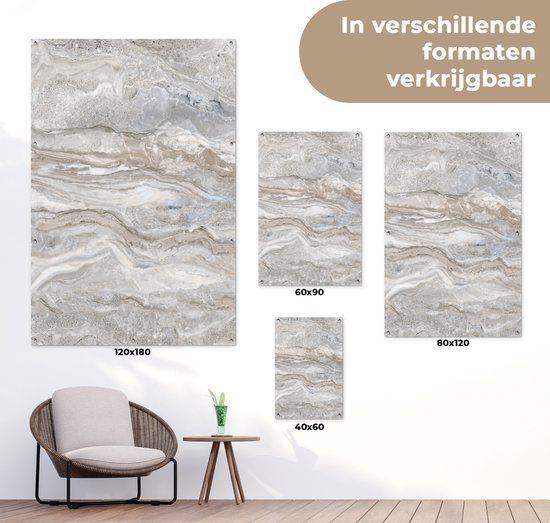 Muurdecoratie Marmer - Textuur - Grijs - 120x180 cm - Tuinposter - Tuindoek - Buitenposter