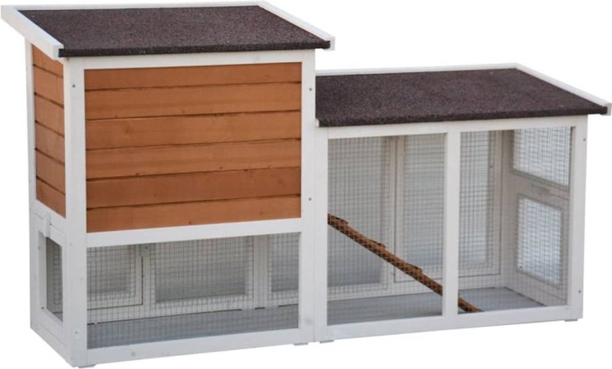 Rantry Konijnenhok van hout voor huisdieren, konijnenhok voor huisdieren met muis en beweegbaar konijn