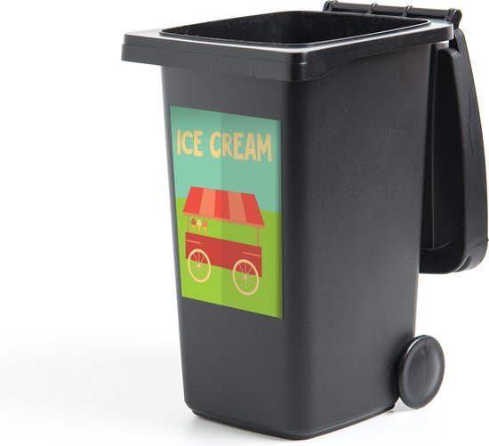 Container sticker Ijsco - Poster met ijscokar en quote ''ice cream'' Klikosticker - 40x60 cm - kliko sticker - weerbestendige containersticker