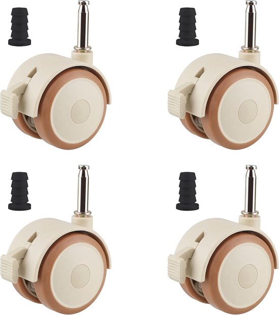 Lot De 4 Roulettes Pivotantes Avec Frein Pour Lit Enfant - Roues Meubles 360° Blanc