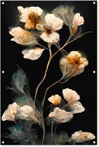 Tuinposter - Tuindoek - Tuinposters buiten - Bloemen - Zwart - Planten - Vintage - 80x120 cm - Tuin