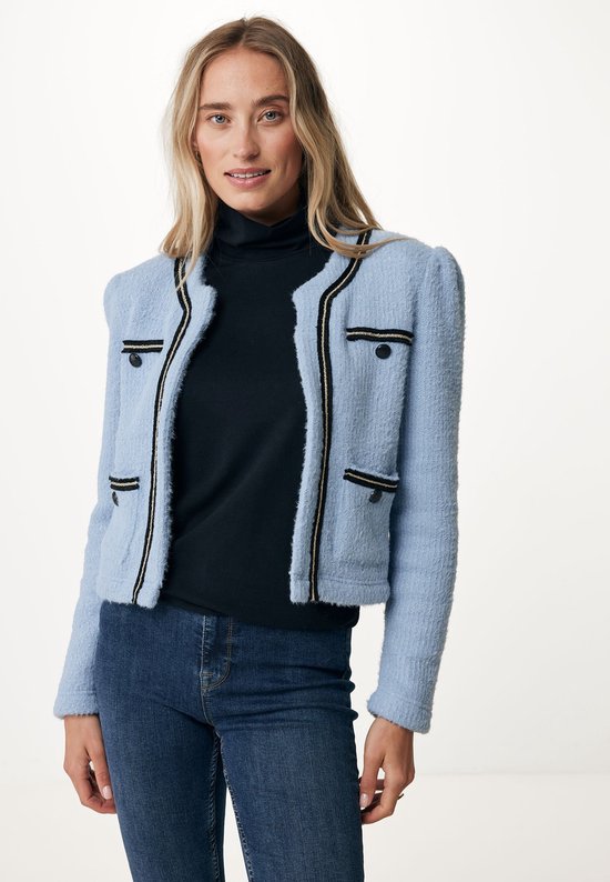 Cropped Gebreide Jacket Dames - Blauw - Maat S