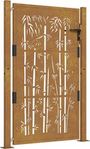vidaXL - Poort - met - bamboe-ontwerp - 105x155 - cm - cortenstaal