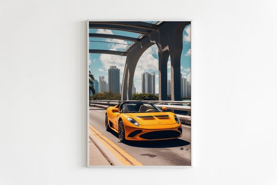 Affiche de voiture | Affiche Voiture de sport | Affiche Voiture Jaune | Décoration d'intérieur | 61x91cm | Convient pour Cadres