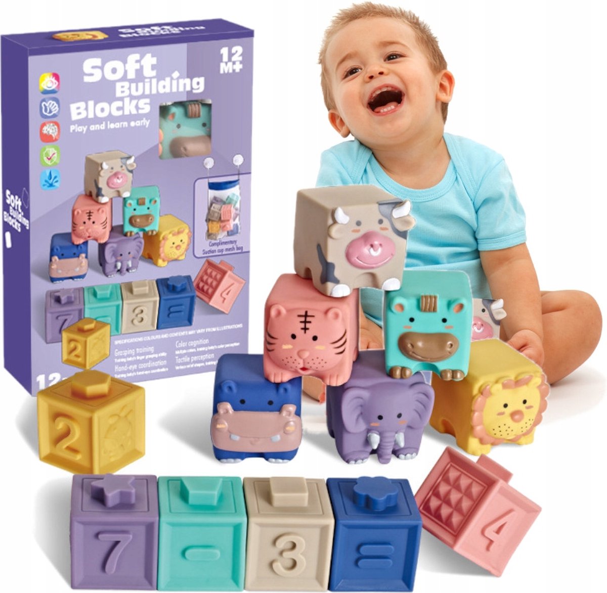 MEGA BLOKS Nog grotere tas met bouwblokken, bouwset met 300 grote en kleurrijke bouwblokken en 1 opbergtas, cadeauset voor kinderen van 1 jaar en ouder, HHM97