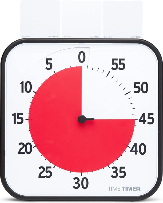 Time Timer Large 30x30cm - Visuele Countdown Timer - Tijdmanagement Tool - school, thuis, kantoor - optioneel alarm met sterkte regelaar - geen luid getik - magnetisch -kleur zwart)