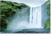 Tuinposter - Tuindoek - Tuinposters buiten - Waterval - IJsland - Groen - 120x80 cm - Tuin