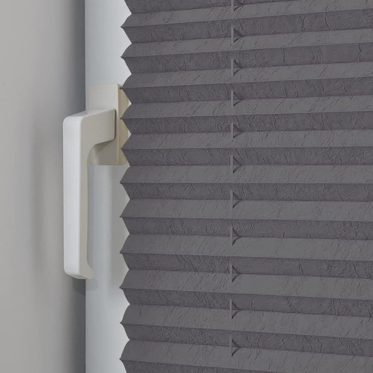 Plissé rolgordijn Klemmfix zonder bore light doorlatend Crushed Look Vouwgordijn voor ramen en deuren Easyfix Grijs 105x130cm – foto 4