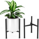 Support pour plantes en métal, support pour plantes réglable, support pour pot de fleurs moderne pour intérieur et extérieur, support pour pot de fleurs pour 2-30 cm, lot de 2, noir