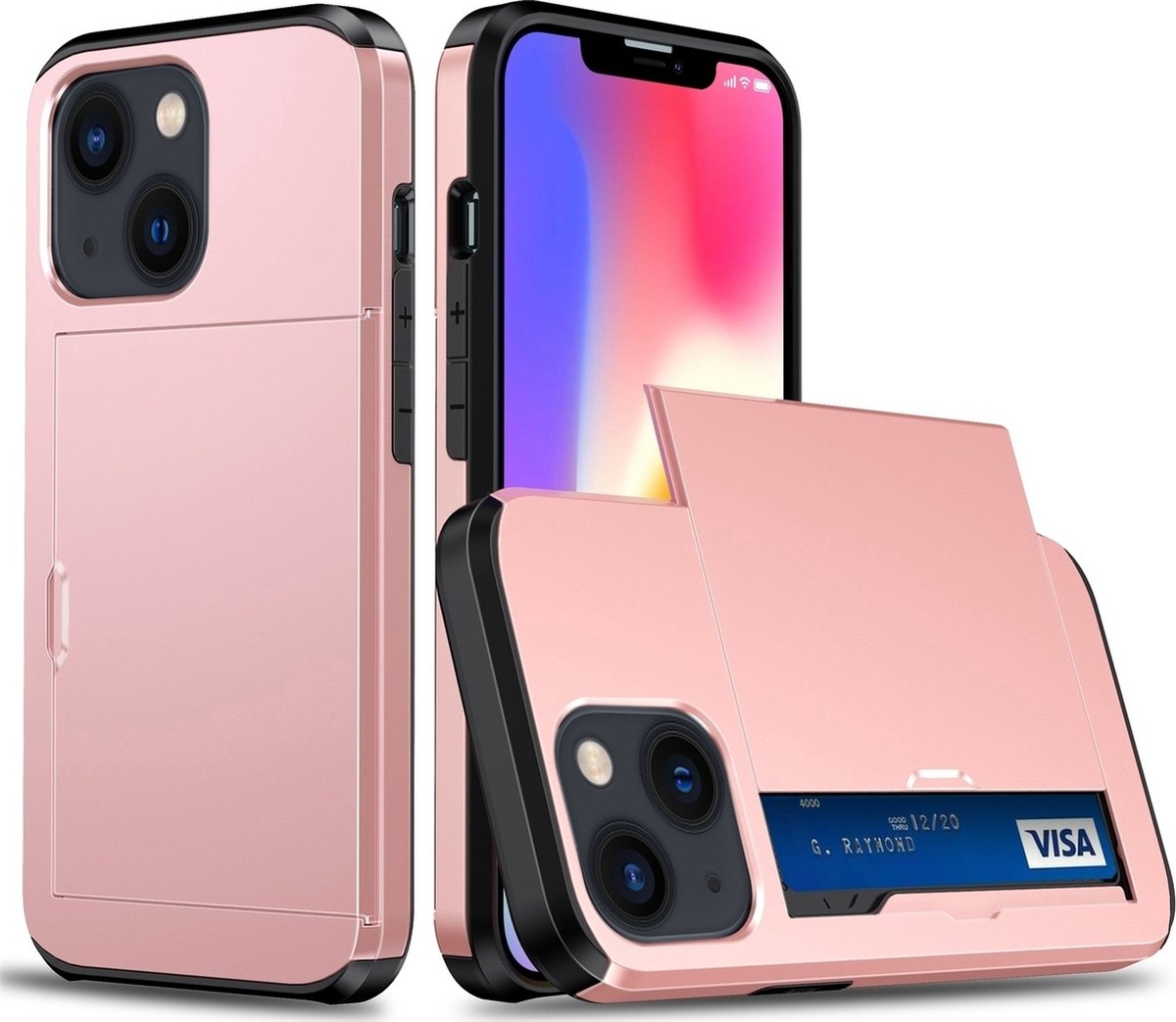 Mobigear Hoesje geschikt voor Apple iPhone 15 Plus Telefoonhoesje met Kaarthouder Hardcase | Mobigear Card Backcover Shockproof met Pasjeshouder | Kaarthouder voor 2 Pasjes | Hoesje voor Pinpas / OV Kaart / Rijbewijs | Schokbestendig iPhone 15 Plus