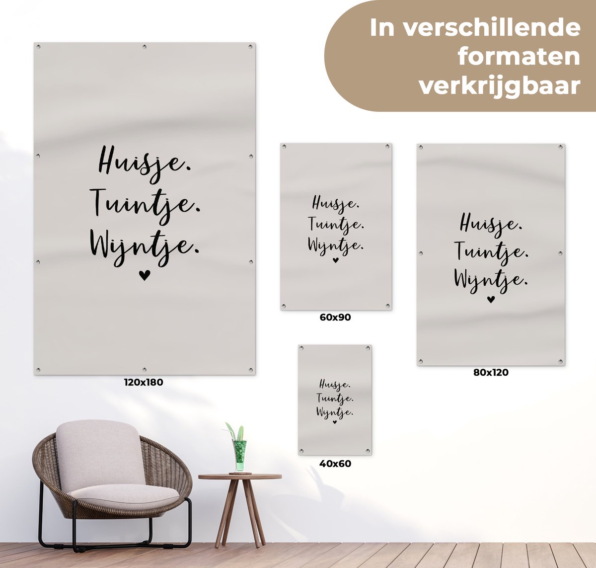 Texte d'affiche de jardin - Huisje Tuintje Wijntje - Citations - Décoration  de jardin