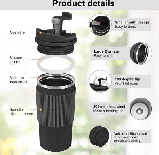 Tasse d'eau à double paroi isolée par tasse de café de thermos d