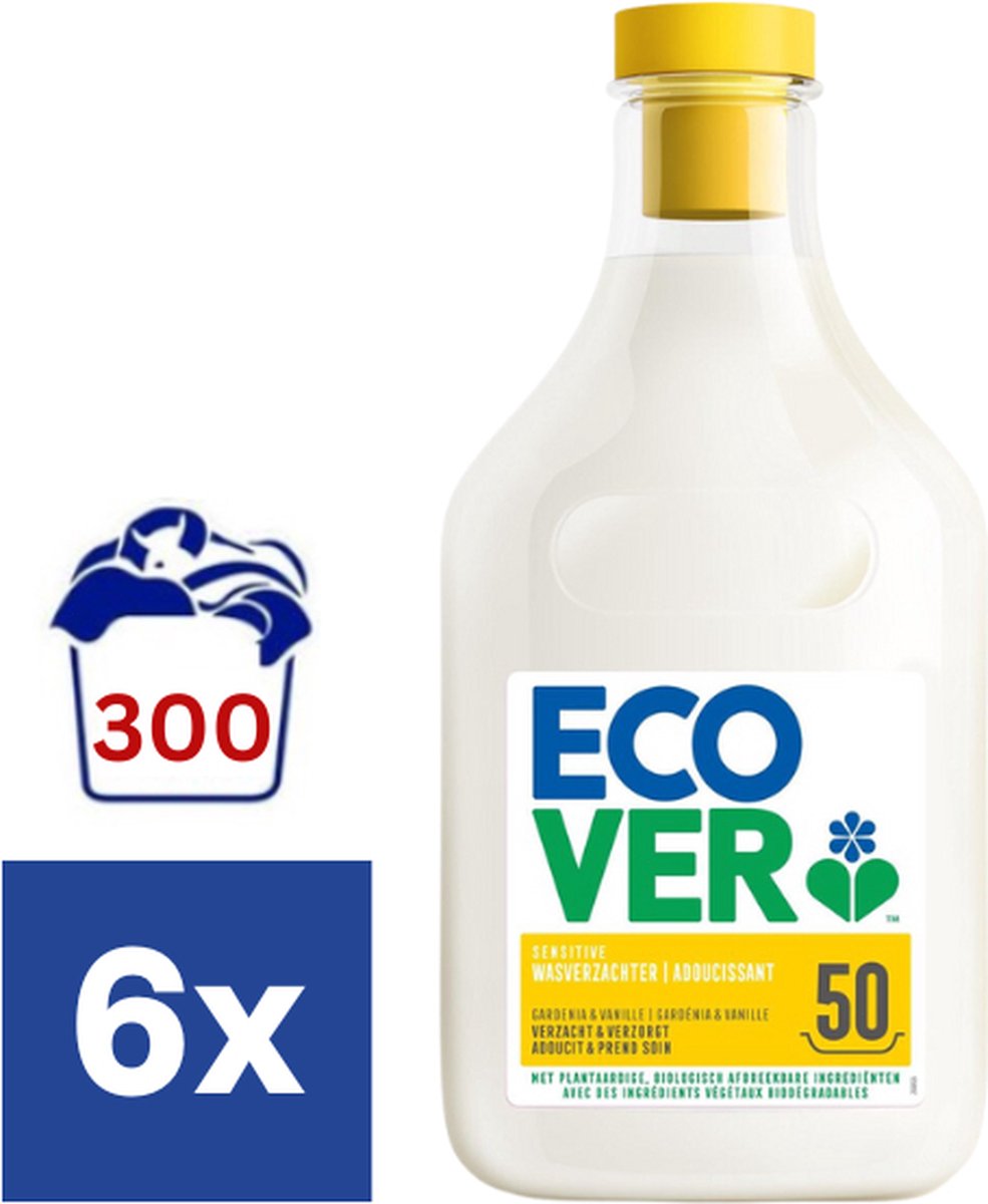 Ecover Gardenia & Vanille Wasverzachter - 6 x 1.5 l (300 wasbeurten)