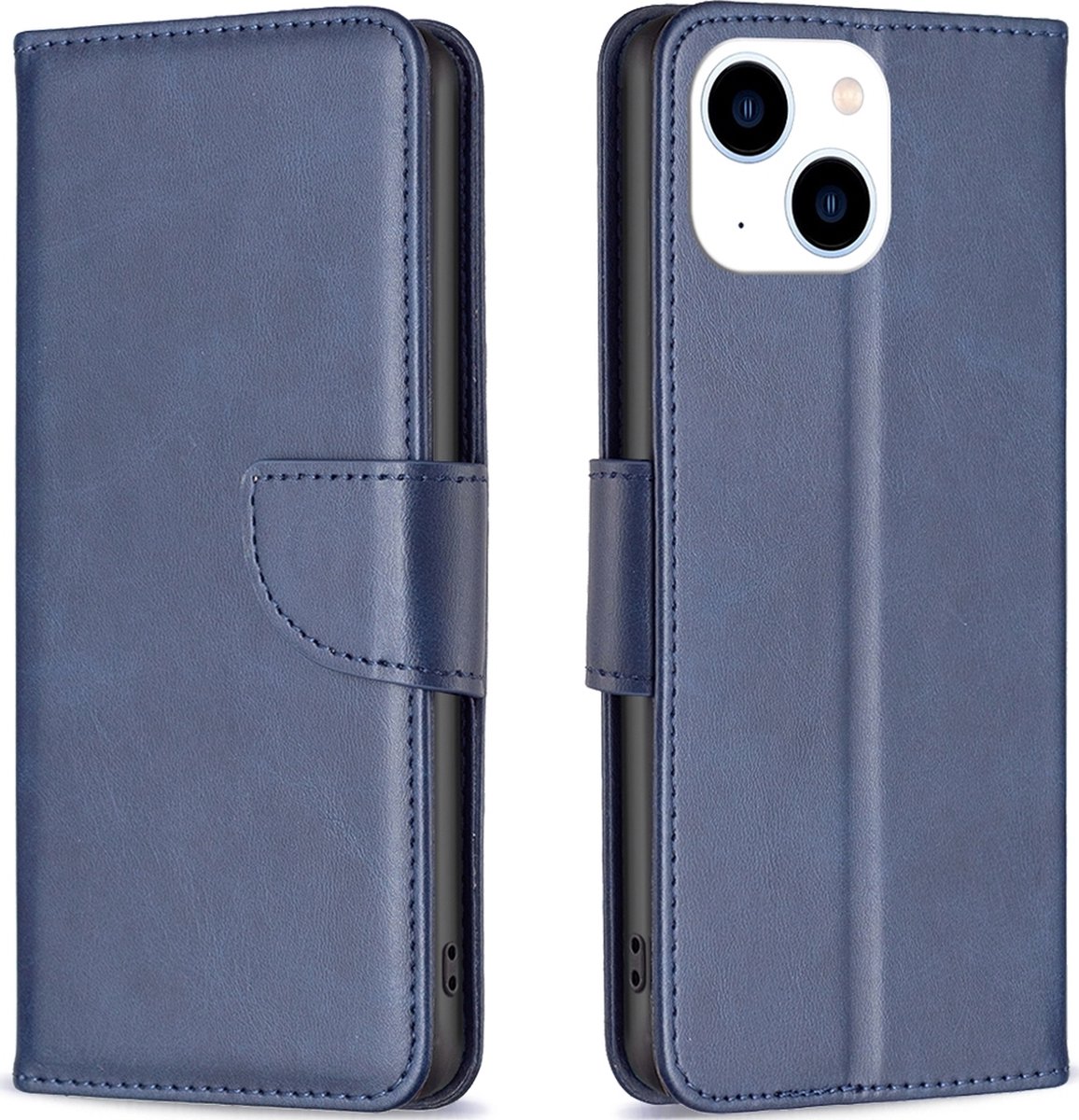 Mobigear Telefoonhoesje geschikt voor Apple iPhone 15 Hoesje | Mobigear Excellent Bookcase Portemonnee | Pasjeshouder voor 3 Pasjes | Telefoonhoesje voor Pinpas / OV Kaart / Rijbewijs - Blauw