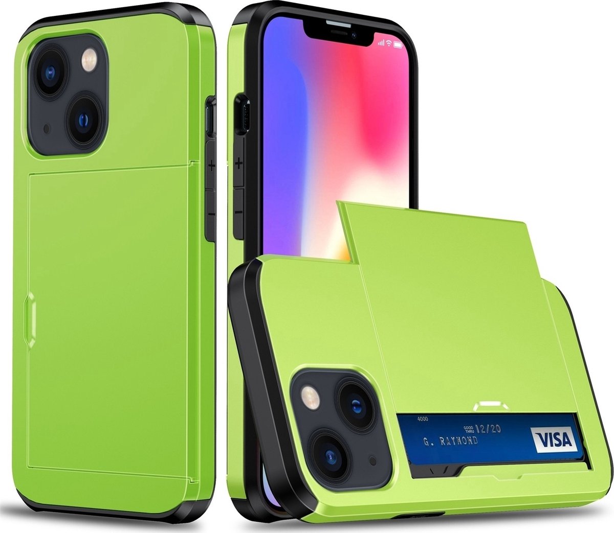 Mobigear Hoesje geschikt voor Apple iPhone 15 Plus Telefoonhoesje met Kaarthouder Hardcase | Mobigear Card Backcover Shockproof met Pasjeshouder | Kaarthouder voor 2 Pasjes | Hoesje voor Pinpas / OV Kaart / Rijbewijs | Schokbestendig iPhone 15 Plus