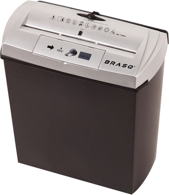 Brasq A4 Papierversnipperaar PS200 7 vel stroken 7 mm voor thuis en kantoorgebruik