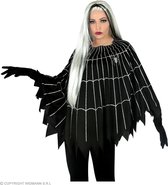 Widmann - Heks & Spider Lady & Voodoo & Duistere Religie Kostuum - Gevangen In Het Duistere Web Poncho Vrouw - Zwart - One Size - Halloween - Verkleedkleding