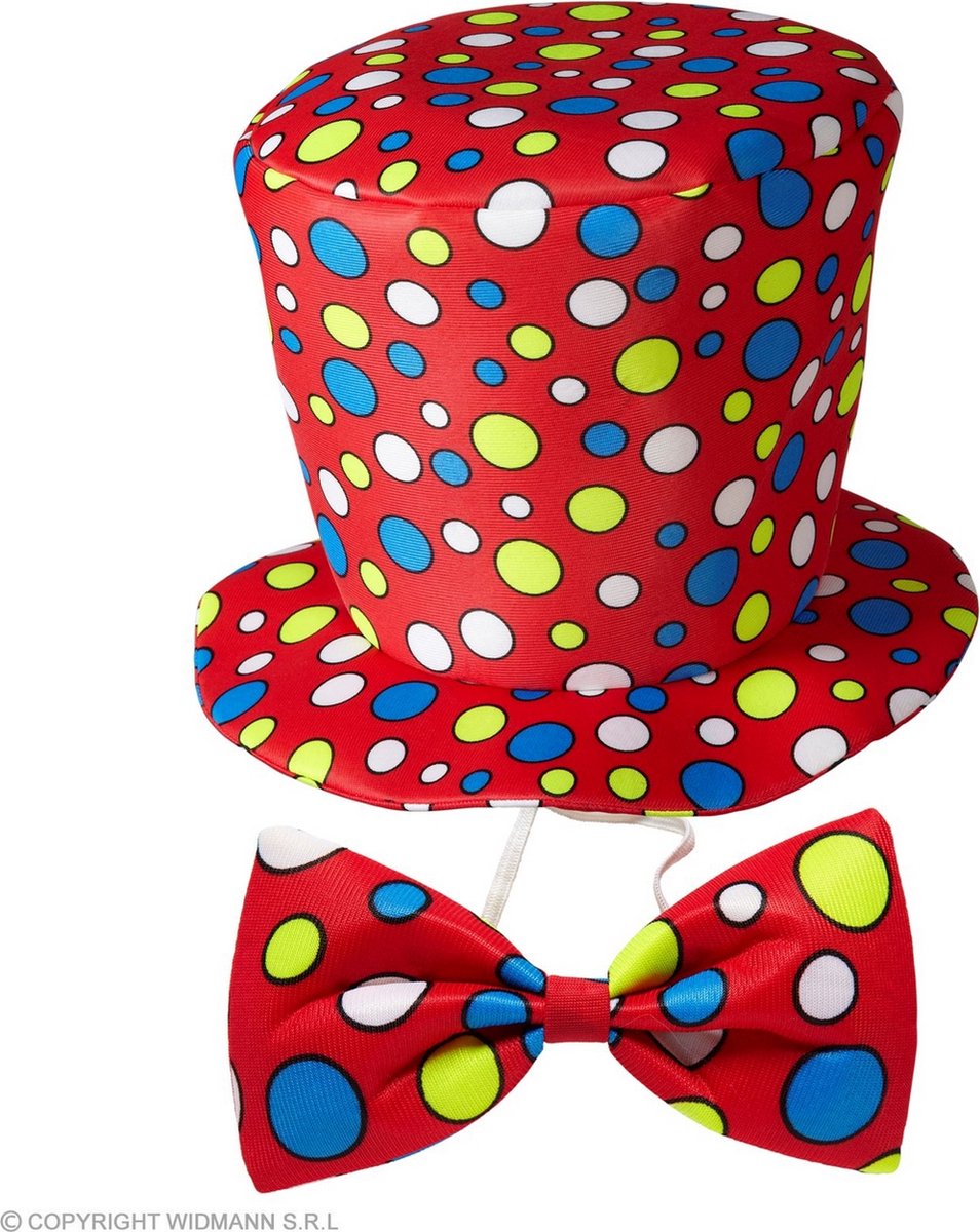 Clowns hoed met strik rood
