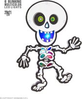 Widmann - Spook & Skelet Kostuum - Dansend Skelet Met Gekleurde Led Lichtjes - Blauw, Wit / Beige - Halloween - Verkleedkleding