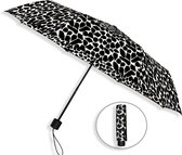 Modieuze Opvouwbare Paraplu met Handopening - Ø 90 cm - Zebra Print Dessin - Zwart Kunststof Handvat - Glasfiber Eindstuk Balein - Polyester Doek - Inclusief Foedraal