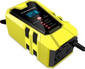 TKMARS Chargeur de batterie – 12 V 2/6 A – Mode réparation – Chargeur d'entretien – Chargeur de batterie pour voiture/moto/scooter/bateau/ Camper -car – Jaune